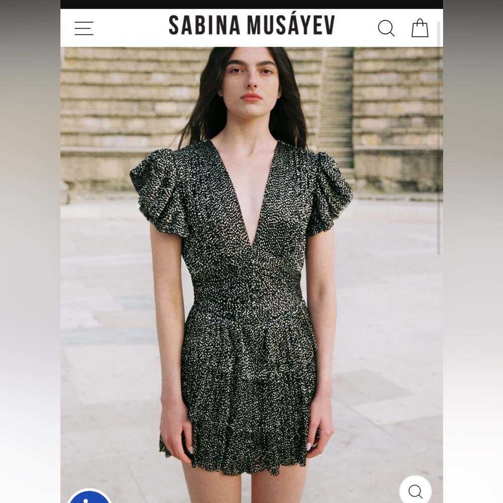 Sabina Musayev Gold and White Mini Dress NWT